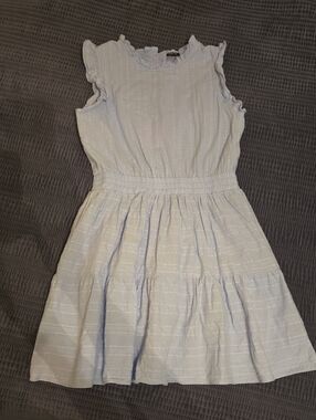 Little Olin Brand -Girls' Light Blue Tiered Casual Dress with Ruffle Sleeves